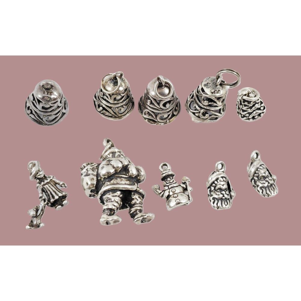 Christmas Charms Collection set of 10 Pieces 925 Silver Vintage signatures 23gr